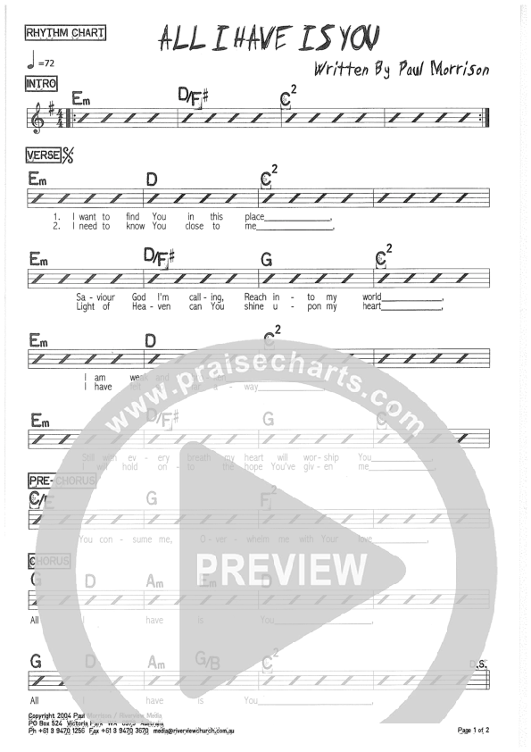 All I Have Is You Rhythm Chart (Riverview Church)