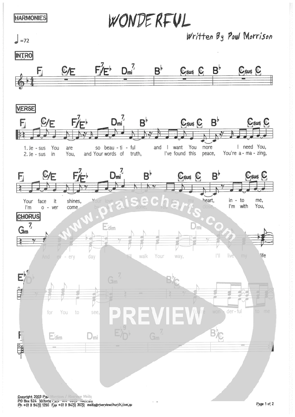 Wonderful Lead Sheet (Riverview Church)