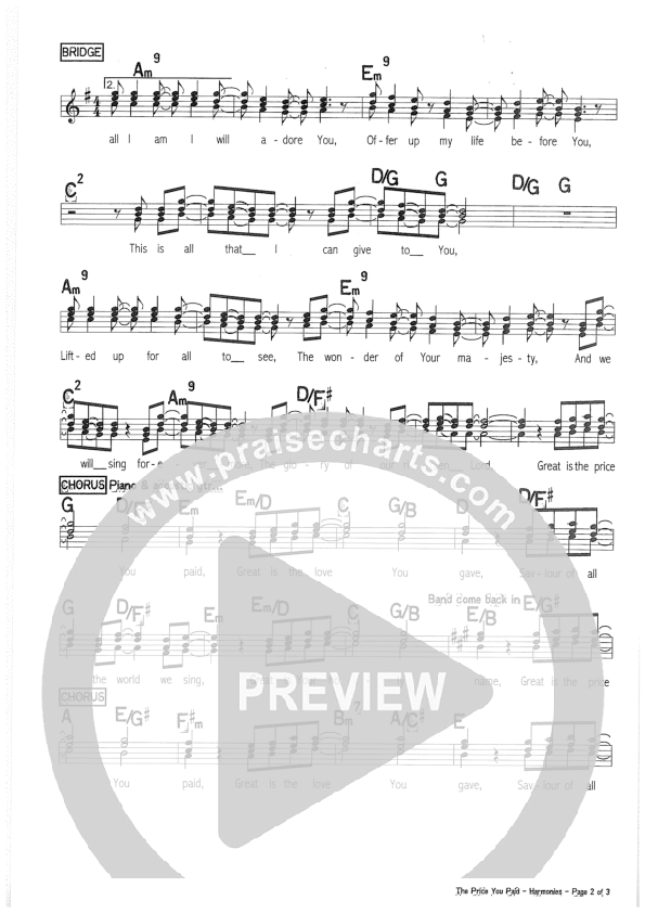 The Price You Paid Lead Sheet (SAT) (Riverview Church)