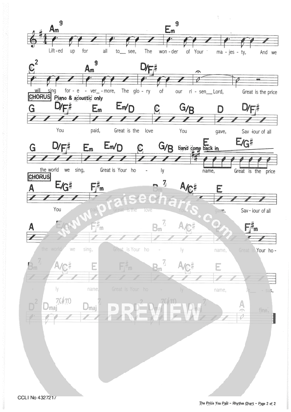 The Price You Paid Rhythm Chart (Riverview Church)