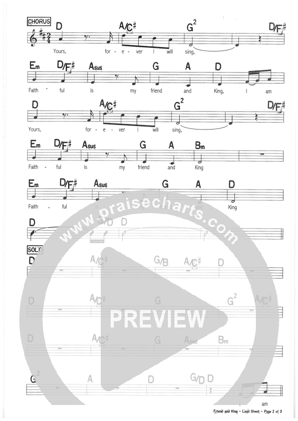 Friend And King Lead Sheet (Riverview Church)