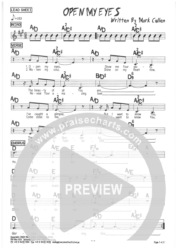 Open My Eyes Lead Sheet (Riverview Church)