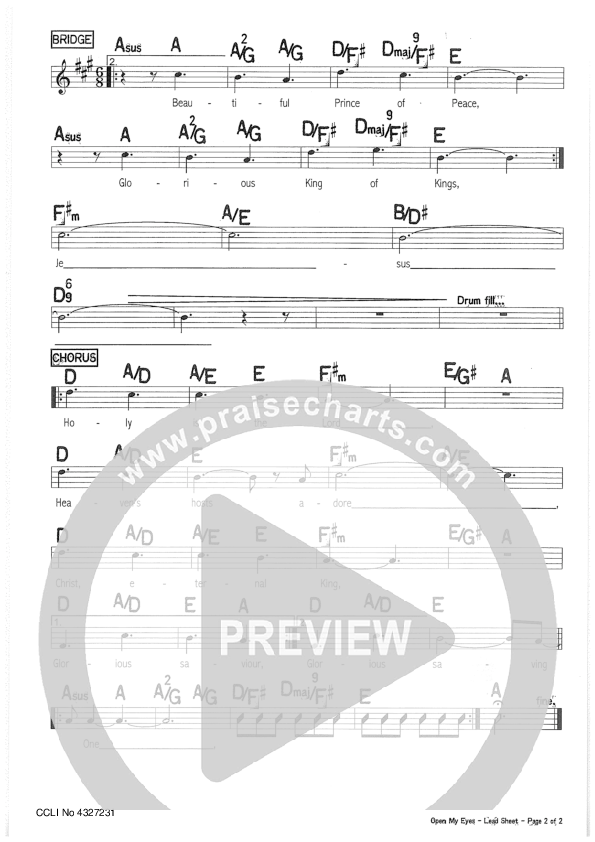 Open My Eyes Lead Sheet (Riverview Church)