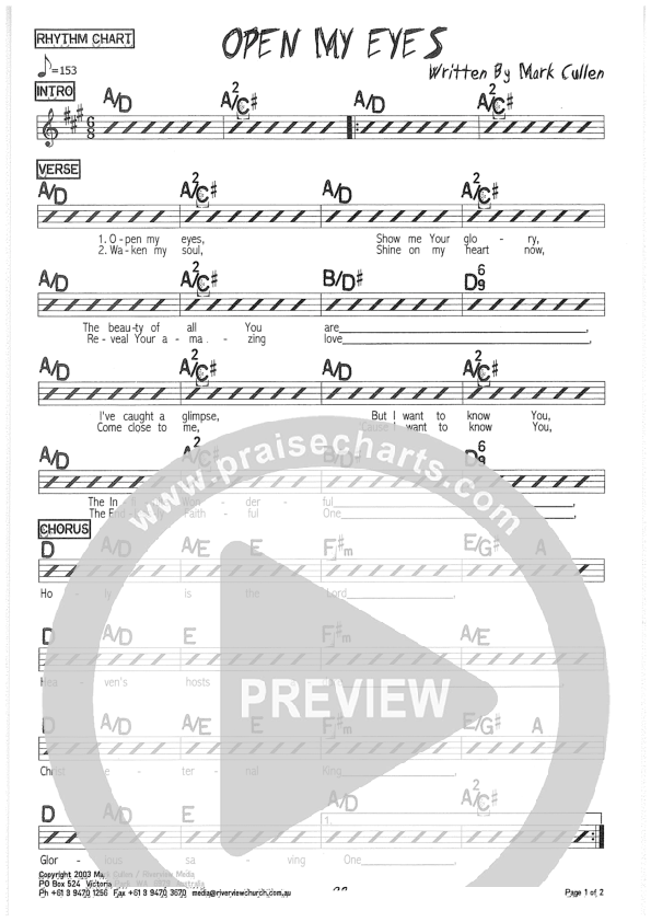 Open My Eyes Rhythm Chart (Riverview Church)