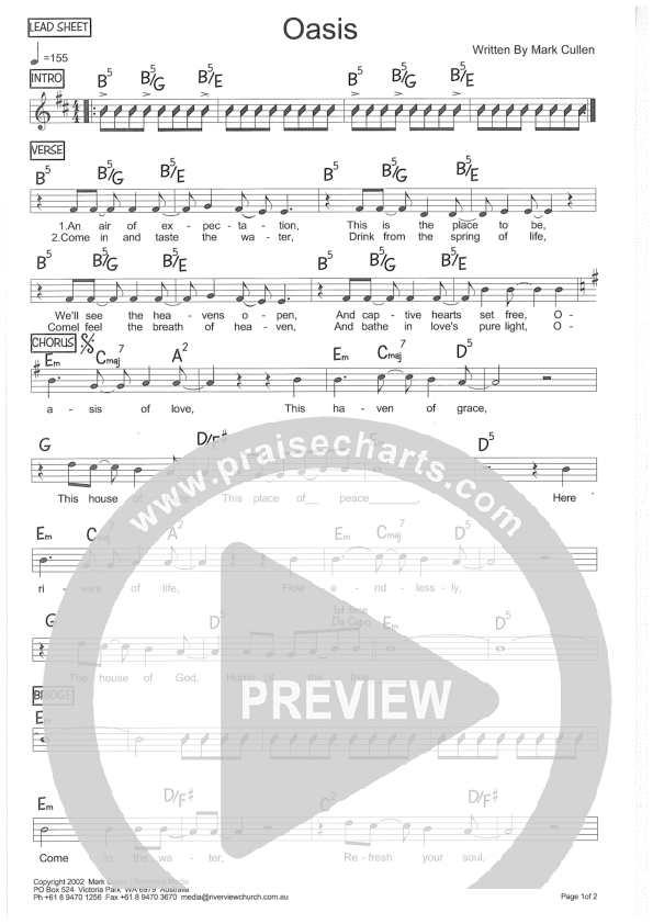 Oasis Lead Sheet (Riverview Church)