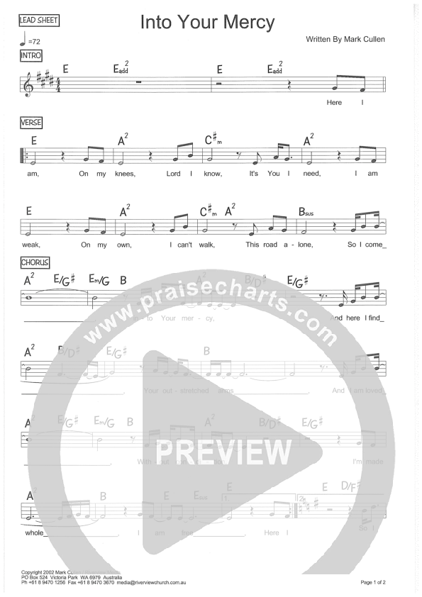 Into Your Mercy Lead Sheet (Riverview Church)