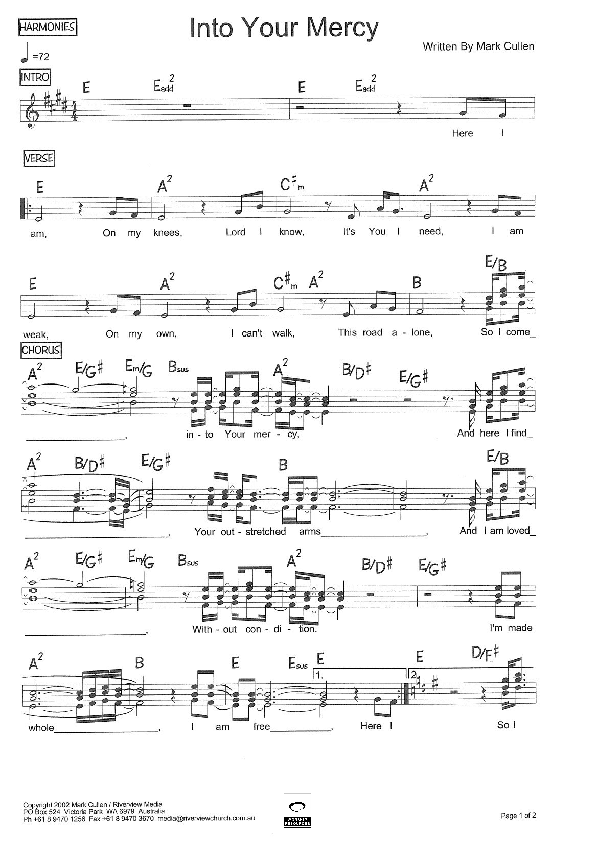 Into Your Mercy Lead Sheet (SAT) (Riverview Church)