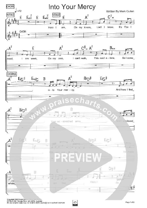 Into Your Mercy Lead Sheet (SAT) (Riverview Church)