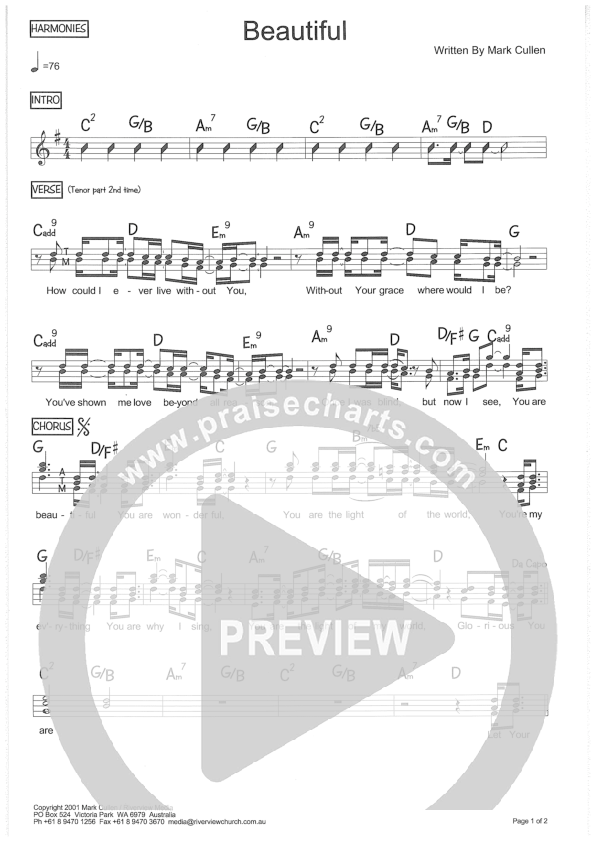 Beautiful Lead Sheet (SAT) (Riverview Church)