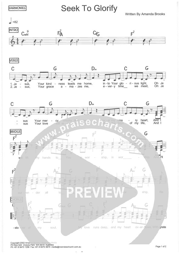 Seek To Glorify Lead Sheet (Riverview Church)