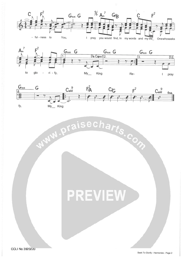 Seek To Glorify Lead Sheet (Riverview Church)