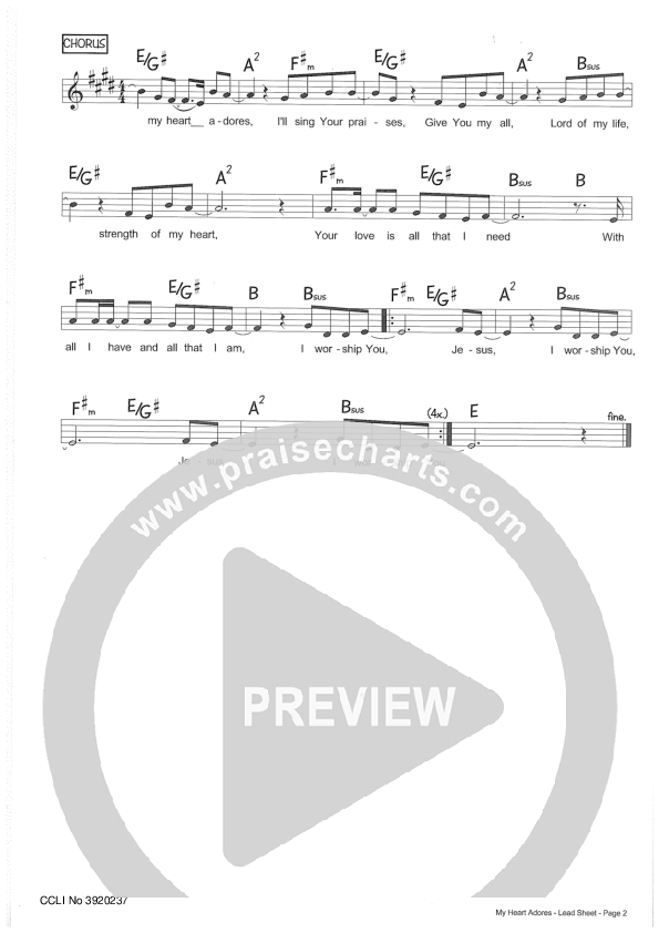 My Heart Adores Lead Sheet (Riverview Church)