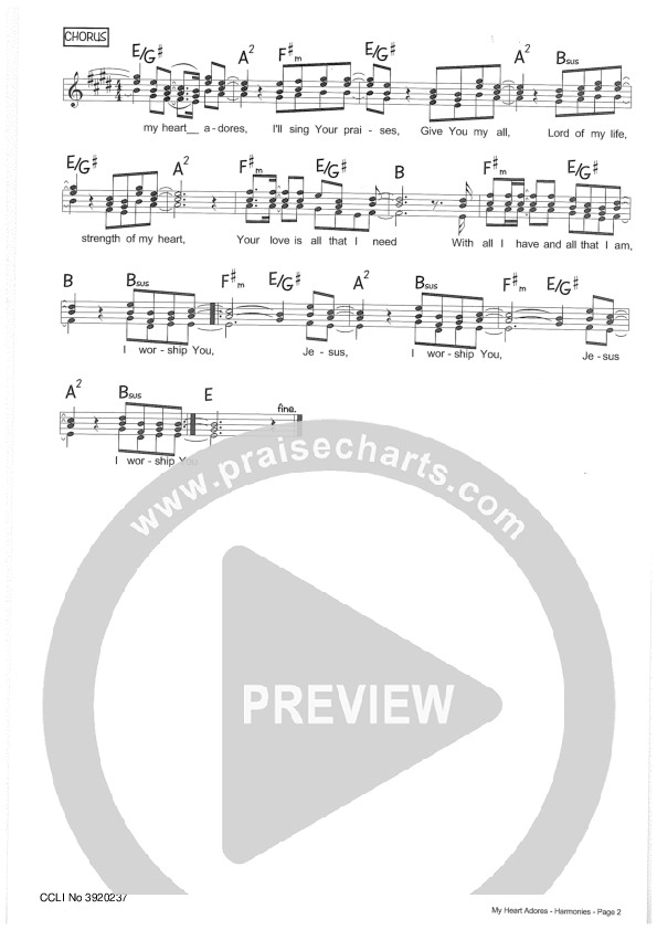 My Heart Adores Lead Sheet (Riverview Church)