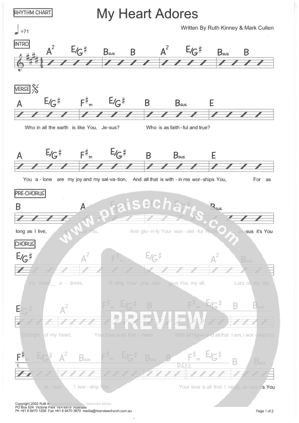 My Heart Adores Rhythm Chart (Riverview Church)