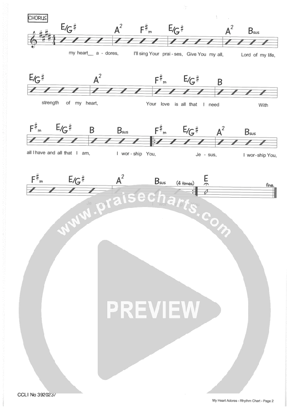 My Heart Adores Rhythm Chart (Riverview Church)