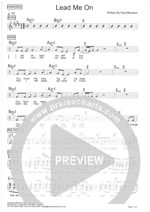 Lead Me On Lead Sheet (SAT) (Riverview Church)