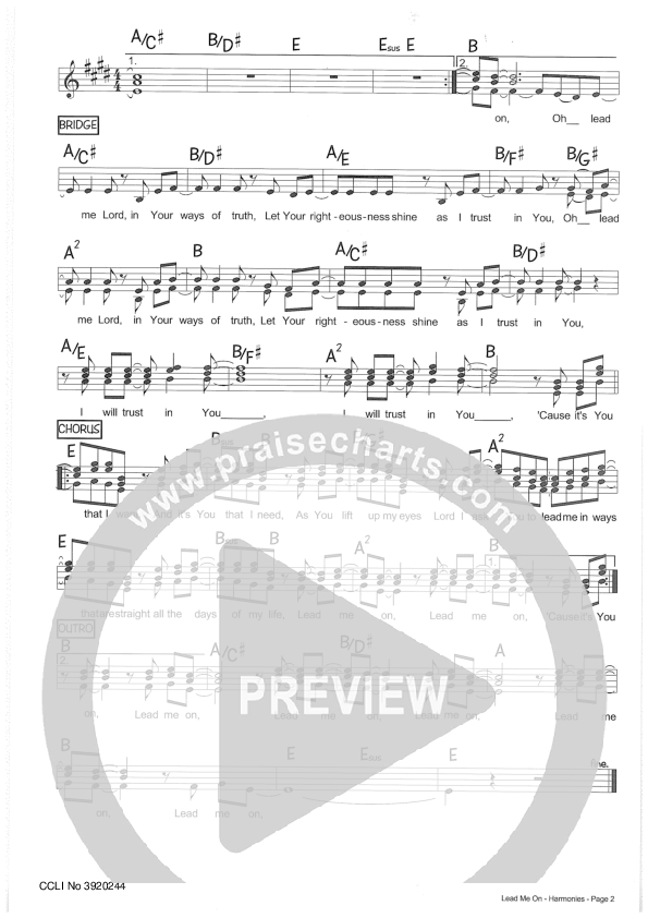 Lead Me On Lead Sheet (SAT) (Riverview Church)