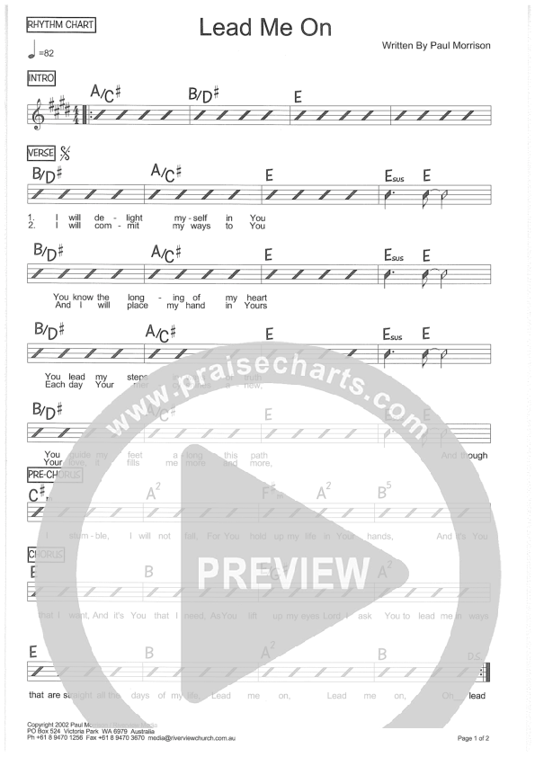 Lead Me On Rhythm Chart (Riverview Church)