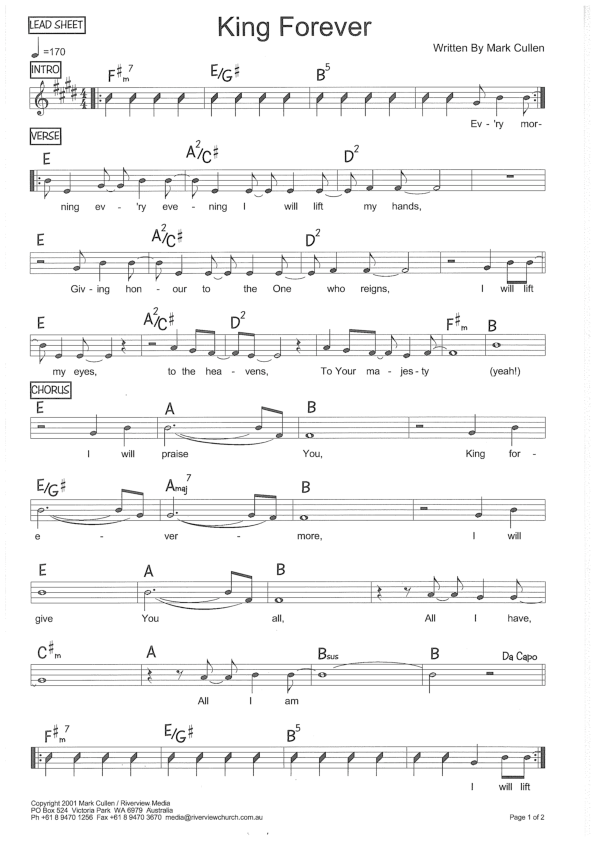 King Forever Lead Sheet (Riverview Church)