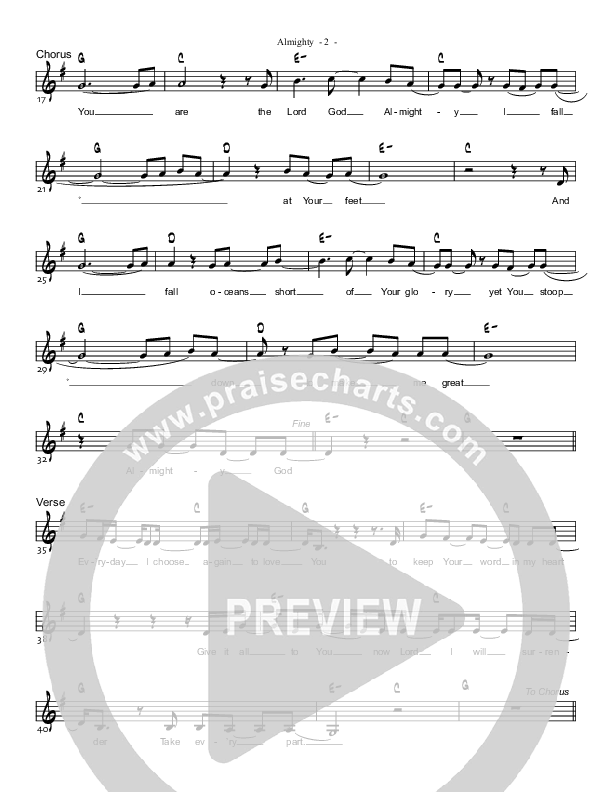 Almighty Lead Sheet (Parachute Band)