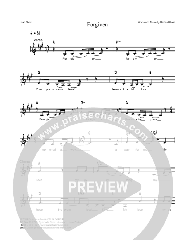 Forgiven Lead Sheet (Parachute Band)