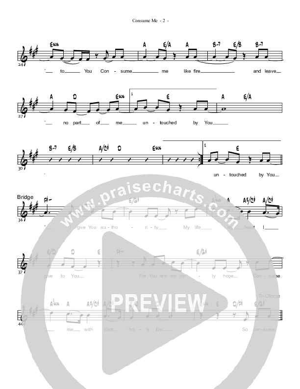 Consume Me Lead Sheet (Parachute Band)