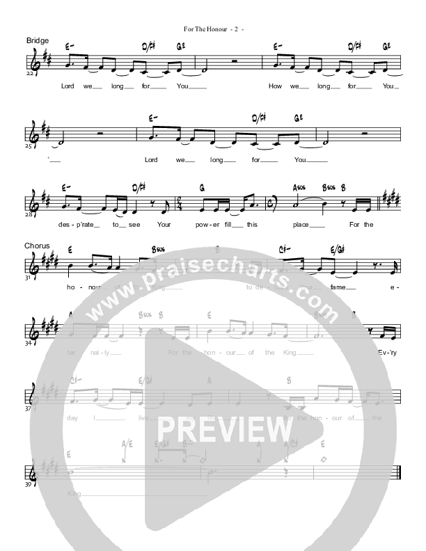 For The Honour Lead Sheet (Parachute Band)