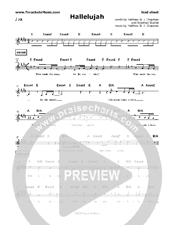 Hallelujah Lead Sheet (Detour 180)