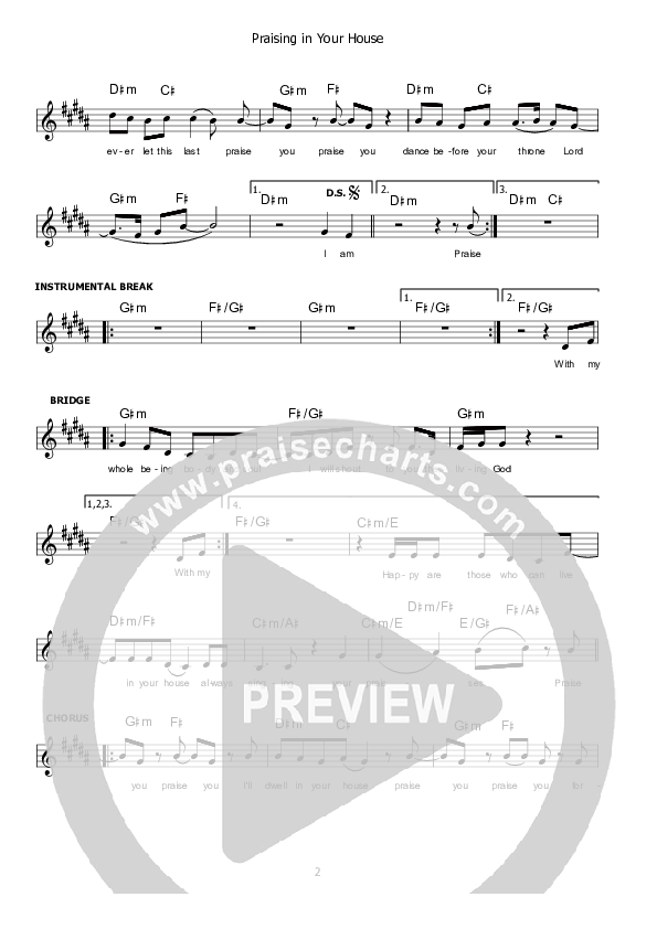 Praising In Your House Lead Sheet (Kate Wray)