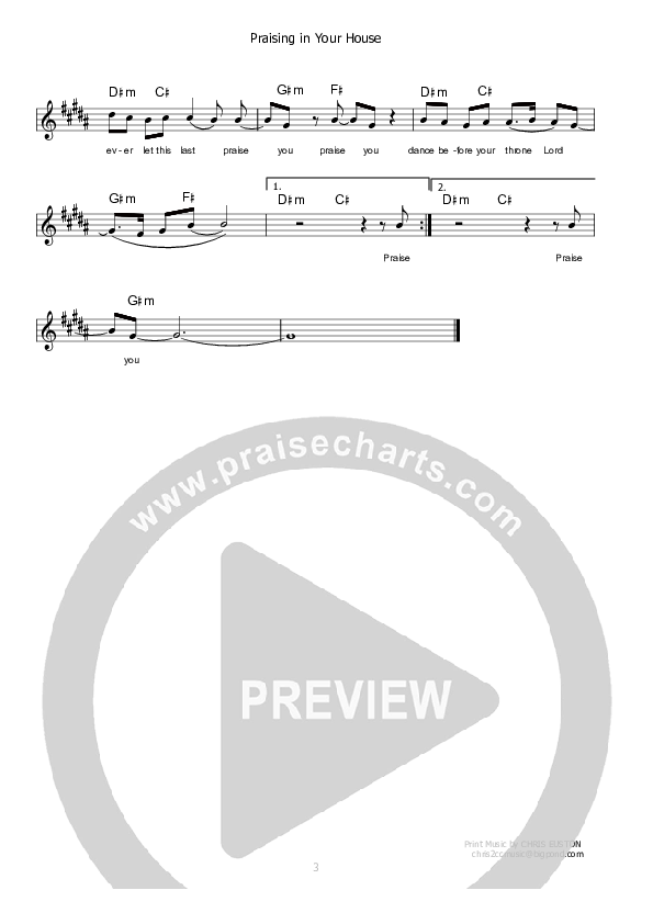 Praising In Your House Lead Sheet (Kate Wray)