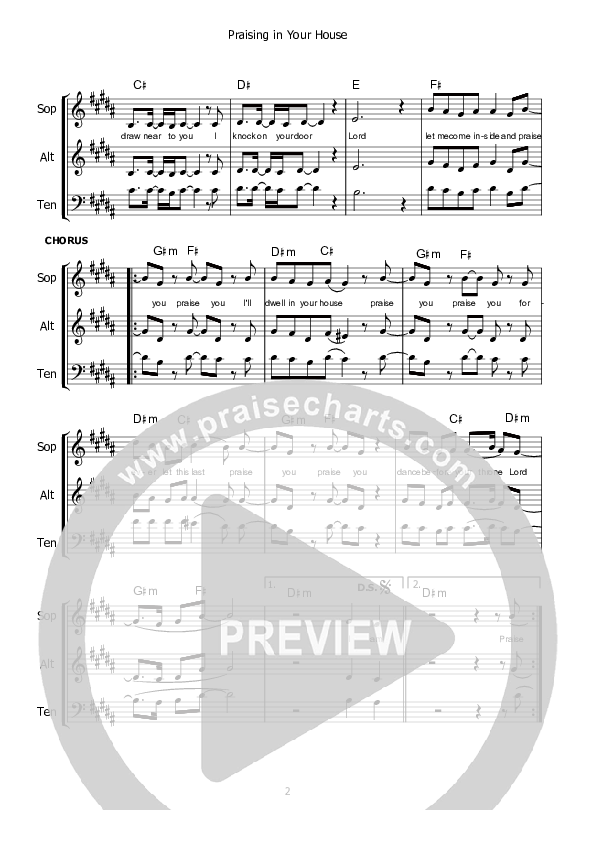 Praising In Your House Lead Sheet (Kate Wray)