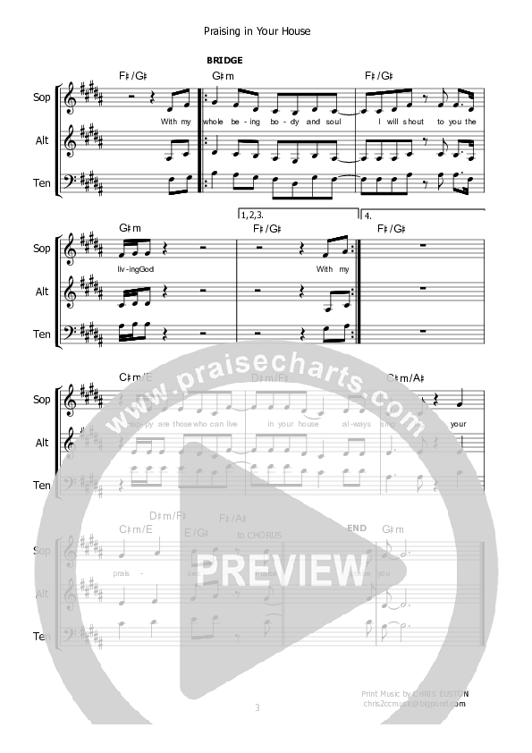 Praising In Your House Lead Sheet (SAT) (Kate Wray)