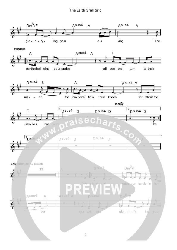 The Earth Shall Sing Your Praise Lead Sheet (Kate Wray)