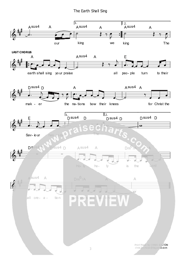 The Earth Shall Sing Your Praise Lead Sheet (Kate Wray)