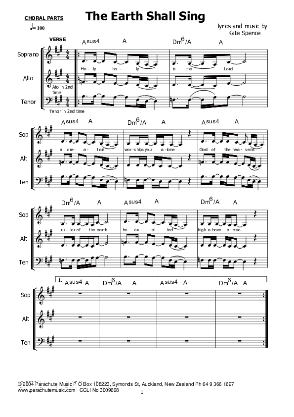 The Earth Shall Sing Your Praise Lead Sheet (SAT) (Kate Wray)