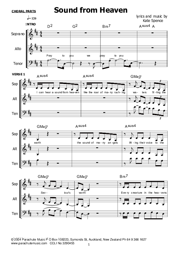 Sound From Heaven Lead Sheet (SAT) (Kate Wray)
