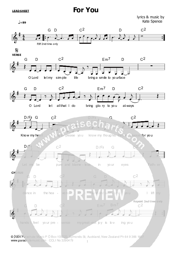 For You Lead Sheet (Kate Wray)