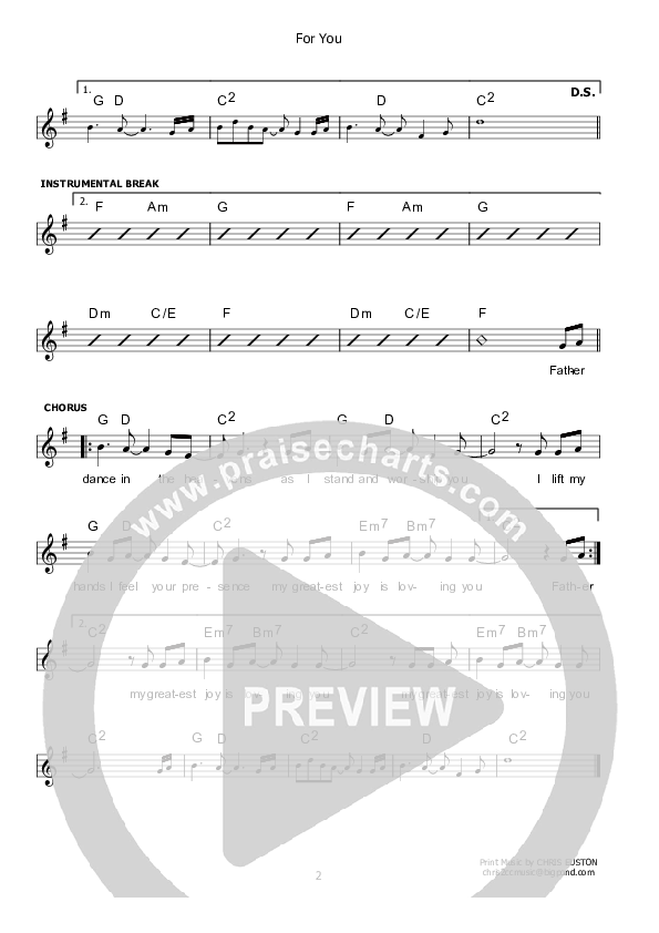 For You Lead Sheet (Kate Wray)