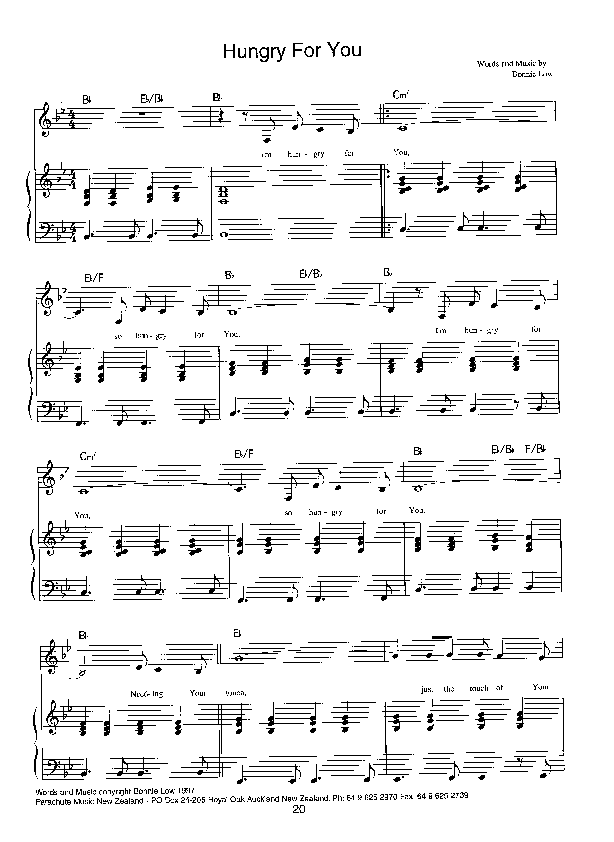 Hungry for You Piano/Vocal (Parachute Band)