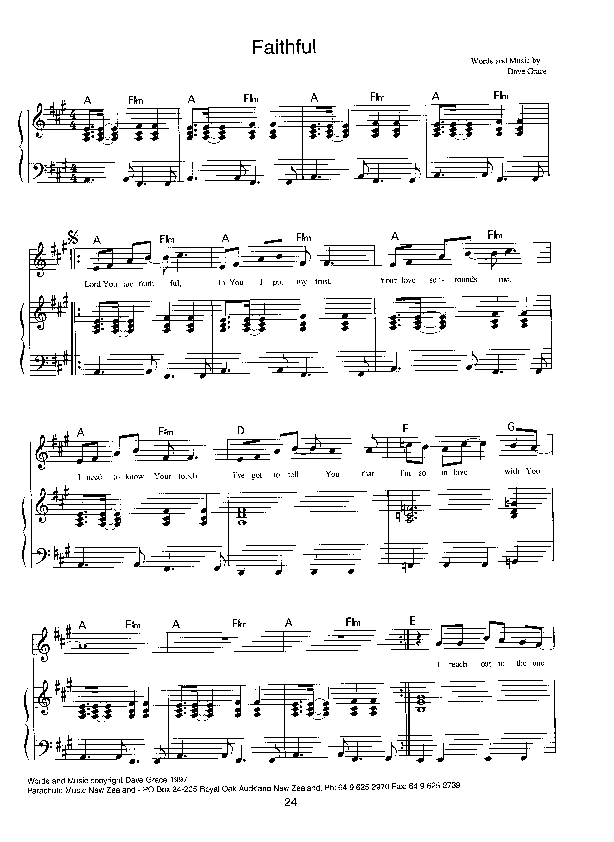 Faithful Piano/Vocal (Parachute Band)