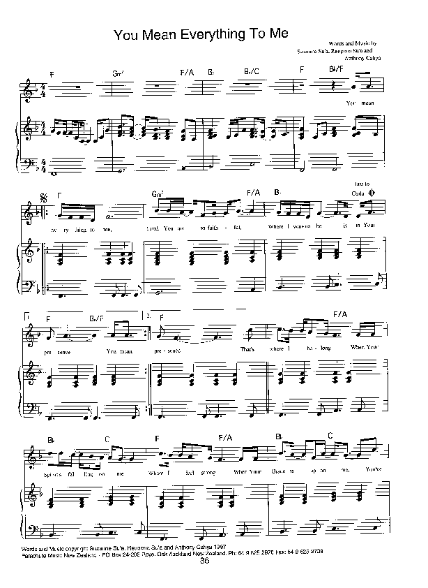You Mean Everything to Me Lead Sheet (Parachute Band)