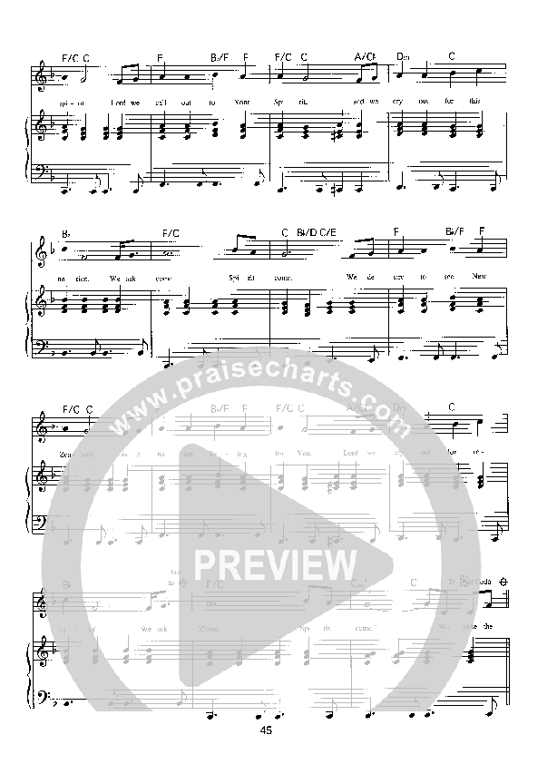 Spirit Come Lead Sheet (Parachute Band)