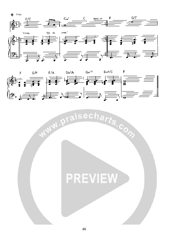 Spirit Come Lead Sheet (Parachute Band)