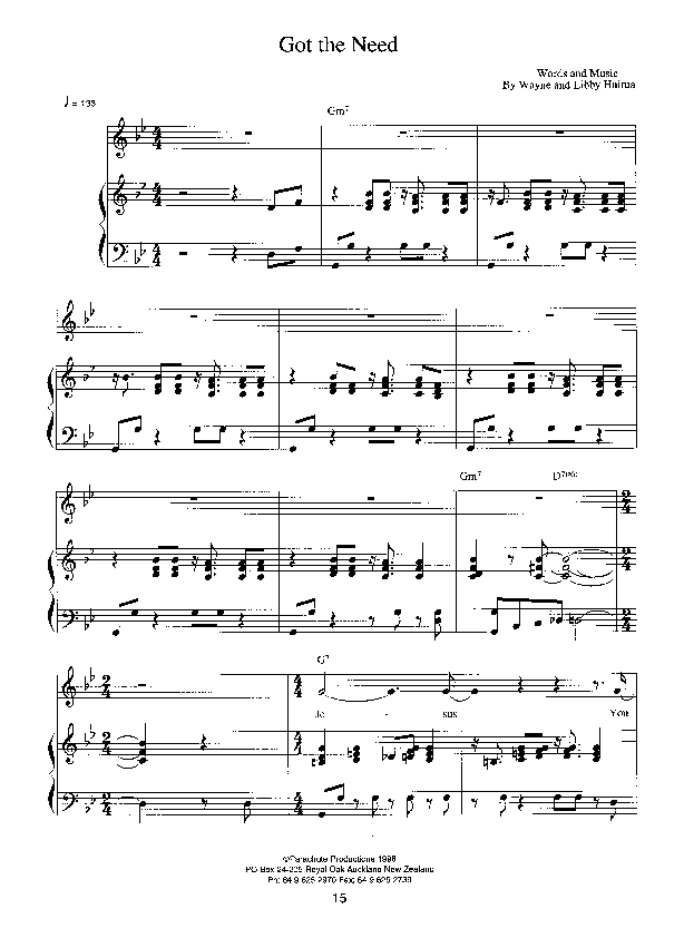 Got the Need Lead Sheet (Parachute Band)