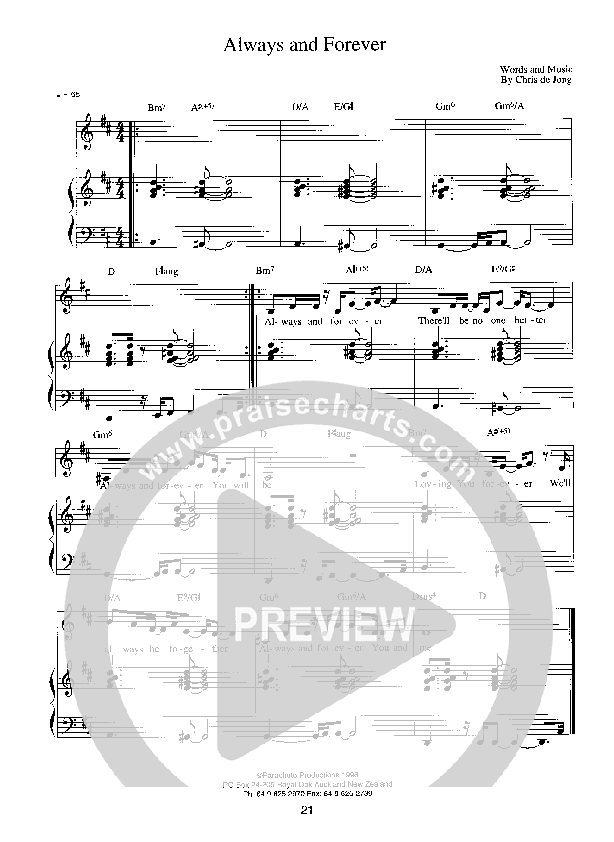 Always and Forever Lead Sheet (Parachute Band)