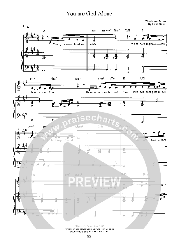 You Are God Alone Piano/Vocal (Parachute Band)