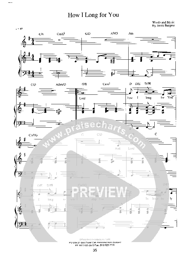 How I Long For You Lead Sheet (Parachute Band)