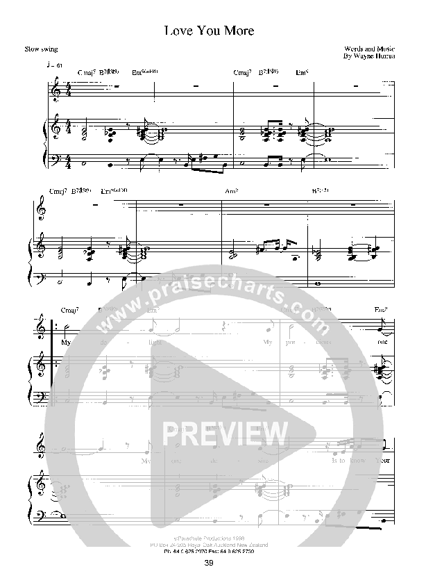 Love You More Lead Sheet (Parachute Band)