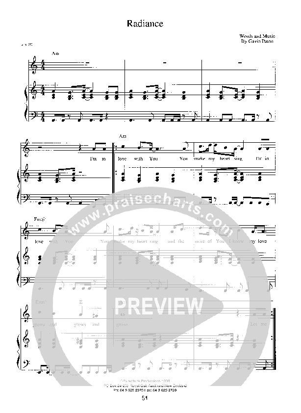 Radiance Sheet Music PDF (Parachute Band) PraiseCharts