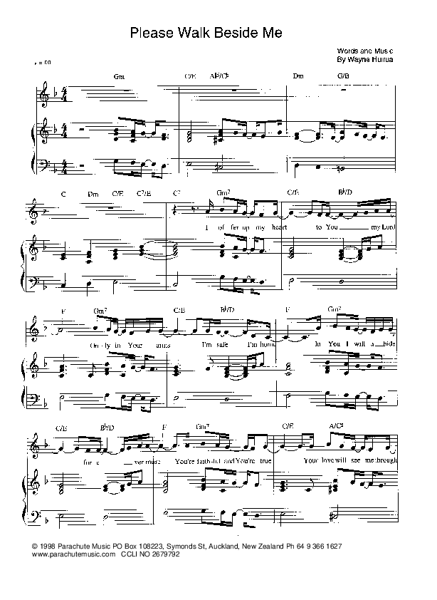 Please Walk Beside Me Lead Sheet (Parachute Band)